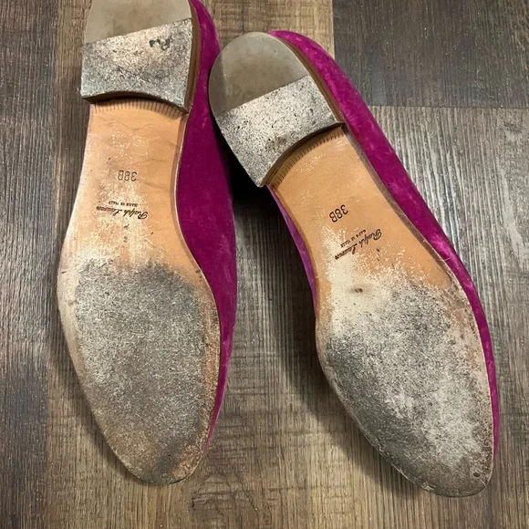 Ralph Lauren Purple Label Alonzo Embroidered Velvet Loafers- Summer Berry- 8 - Picture 6 of 10